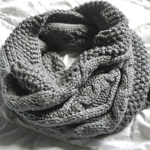 Gray sweater infinity scarf